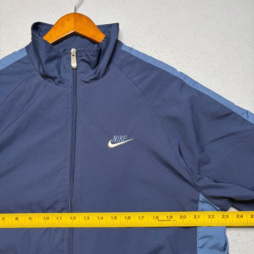 Nike Track Jacket Mens M Navy Blue Vintage 90s Windbreaker Full Zip Futura Logo